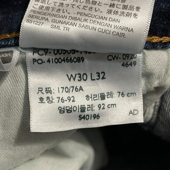 Levis 505 Mens Jeans Size 30 Mid Rise Regular Fit Straight Leg Denim Dark Wash - Picture 6 of 12